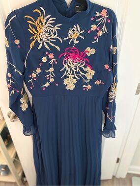 ASOS Navy Maxi Dress with Pink & Gold Floral Embroidery